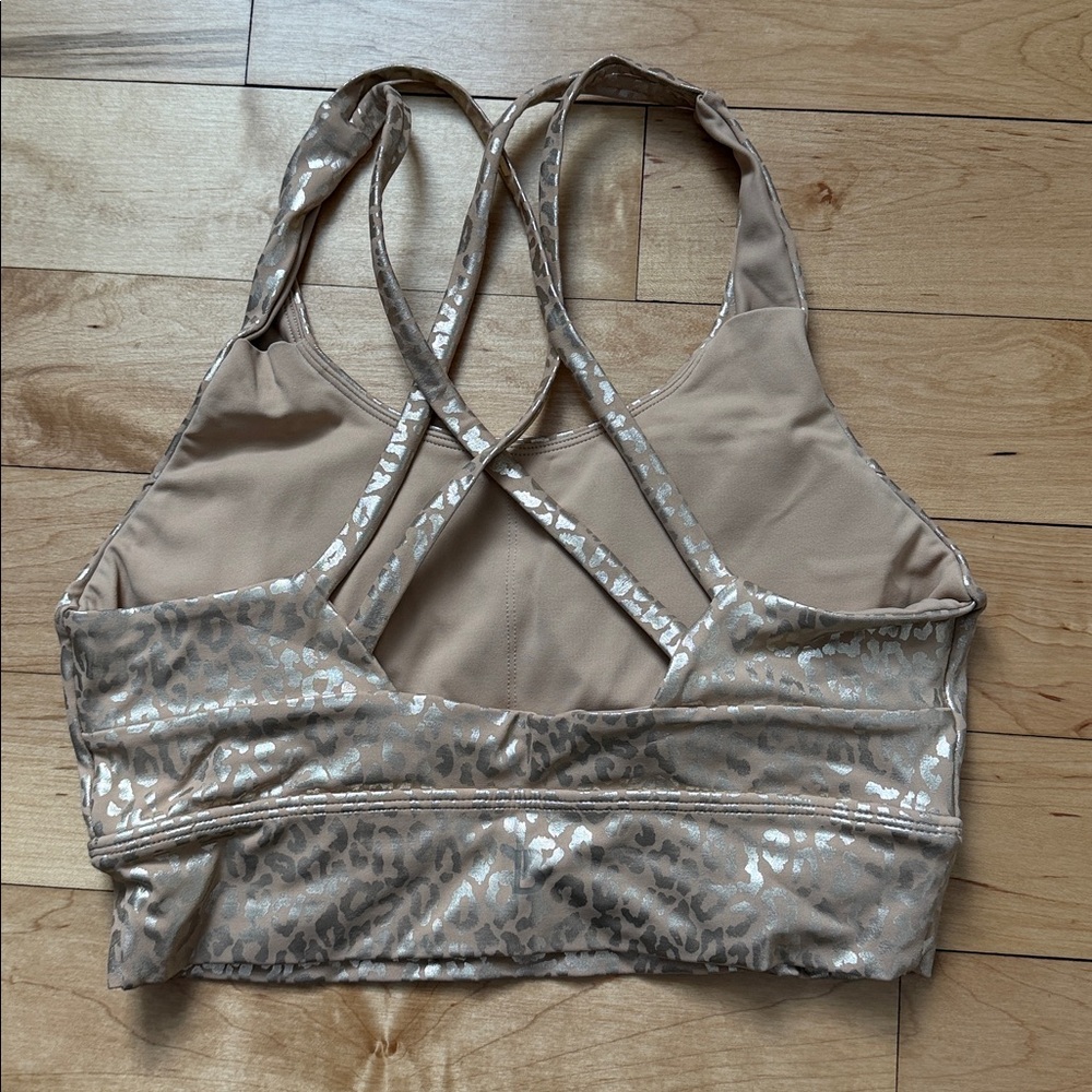 Buffbunny Rosa Gold Metallic Leopard Sports Bra - Medium - Picture 2 of 3